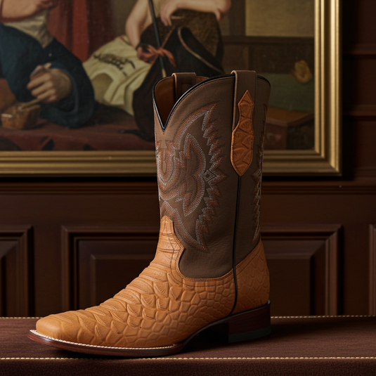 CP1708 - Cowboy Prayer Hand Crafted Tan Python Print Cowboy Boots