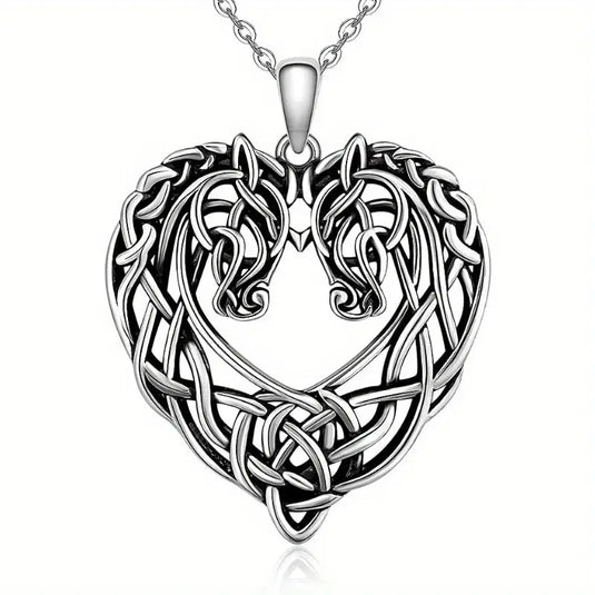TMNK23 - Double Horse Love Knot Pendant Necklace