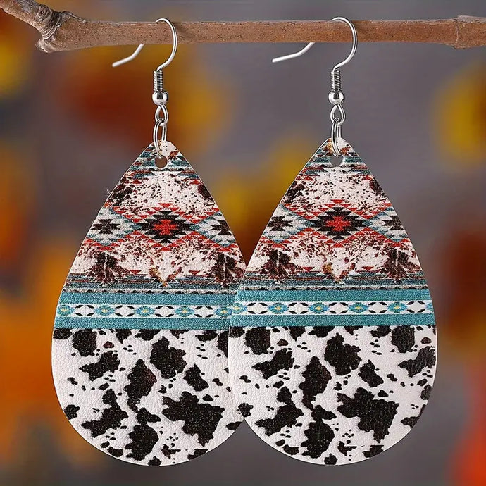 TMER103 - Western PU Leather Drop Earrings