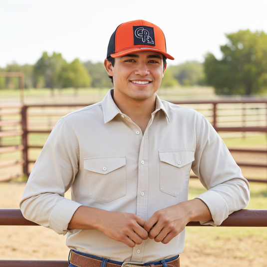 CP112 - Cowboy Prayer 3D Black Orange/Black Cap