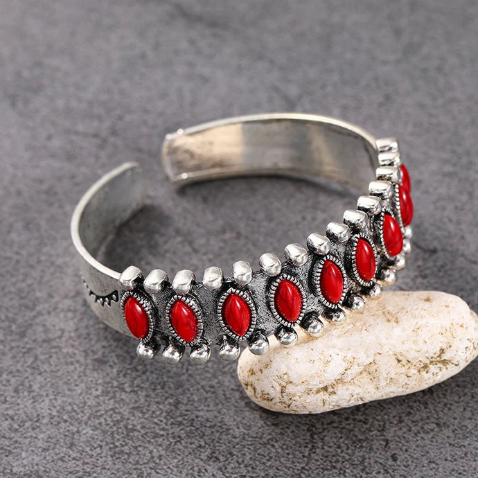 TMBC40 - Red Stone Cuff Bracelet