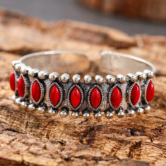 TMBC40 - Red Stone Cuff Bracelet