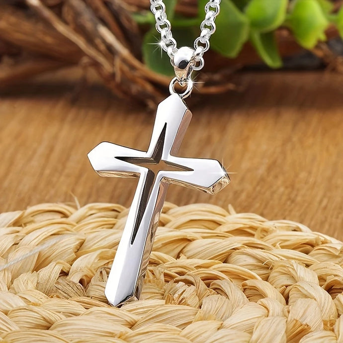 TMNK5 - Men's Stainless Steel Cross Pendant Necklace