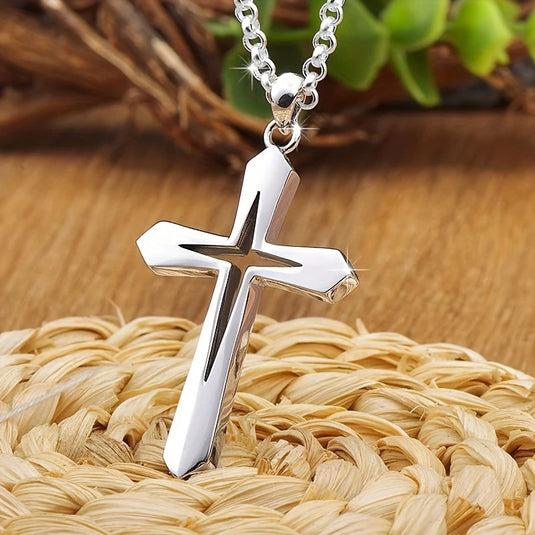 TMNK5 - Men's Stainless Steel Cross Pendant Necklace