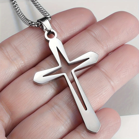 TMNK5 - Men's Stainless Steel Cross Pendant Necklace