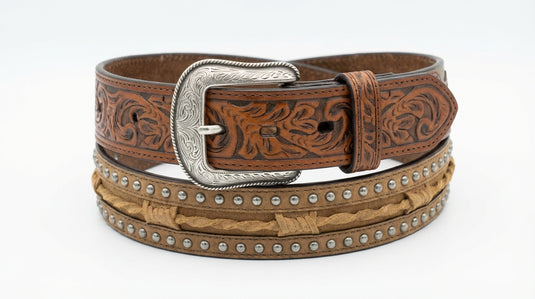 8948 - 3-D Brown Belt with Barbwire Inlay