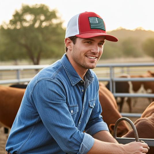 SA134 - Southern Addiction Red/White Barbed Wire Flag Cap