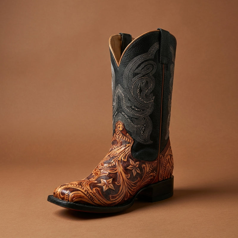 Load image into Gallery viewer, 1815 - RockinLeather Men's Hand Tooled Overlay Western Boot
