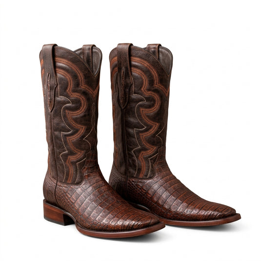 8033 - RockinLeather Men's Caiman Square Toe Western Boot