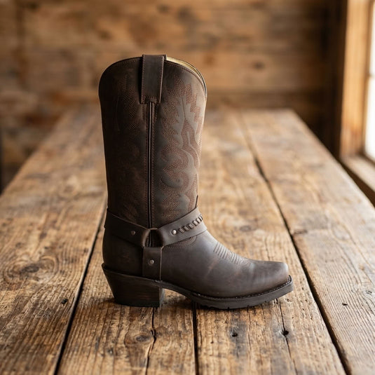1264 - RockinLeather Men's Chocolate Leather Harness Boot