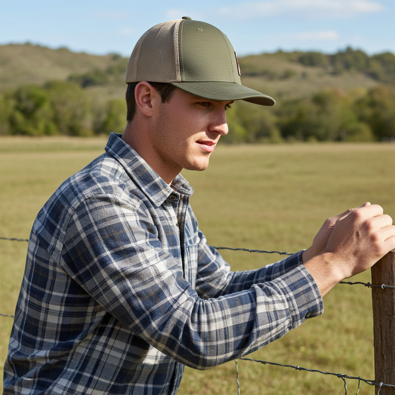 Load image into Gallery viewer, CP118 - Cowboy Prayer Leather Patch Moss/Khaki Cap
