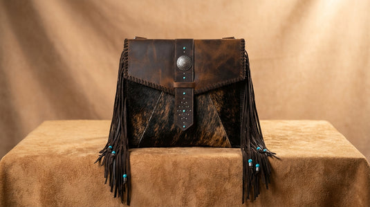 24096948BLA - Red Dirt Hat Co Ladies Crossbody Hair-On With Fringe