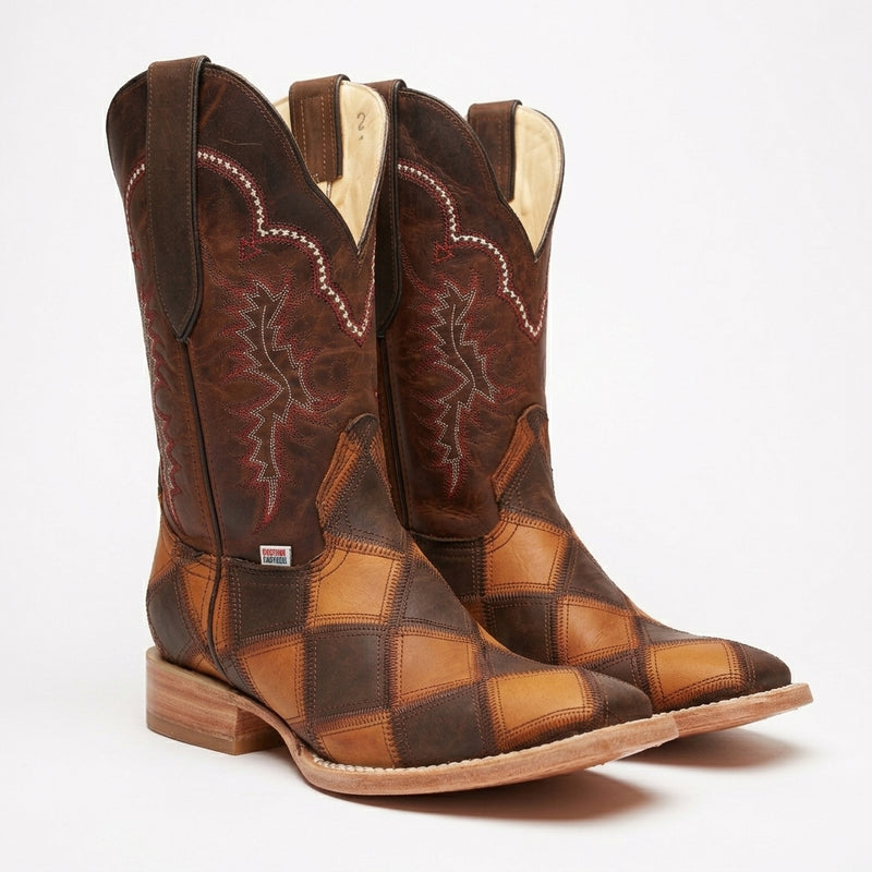 Load image into Gallery viewer, 2201 - RockinLeather Women's Patchwork Square Toe Western Boot
