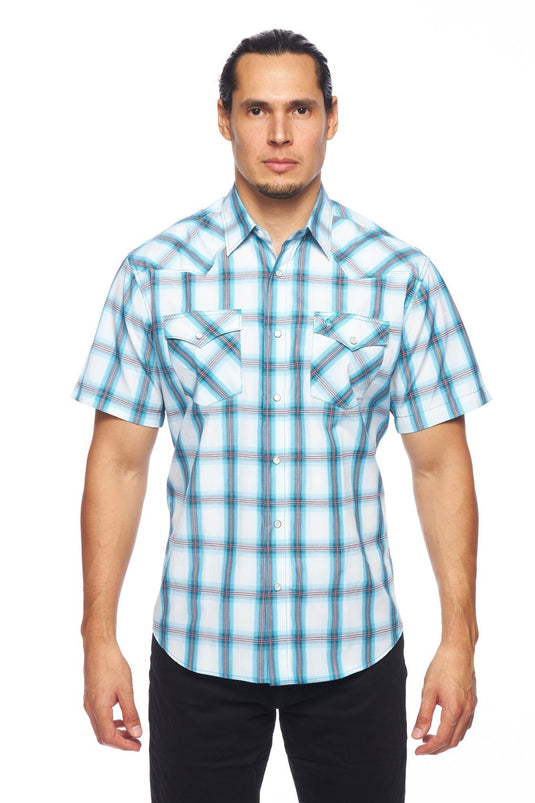 PS400S-410 - Rodeo Clothing Men's Plaid Short Sleeve Snap Shirt
