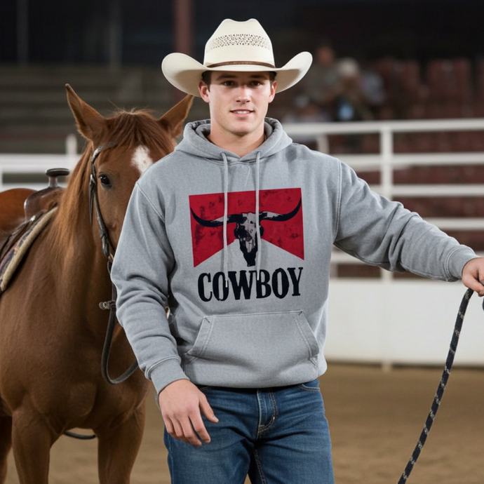 NIHSWST1 - Men's Athletic Grey Cowboy Printed Sweatshirt