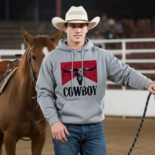 NIHSWST1 - Men's Athletic Grey Cowboy Printed Sweatshirt