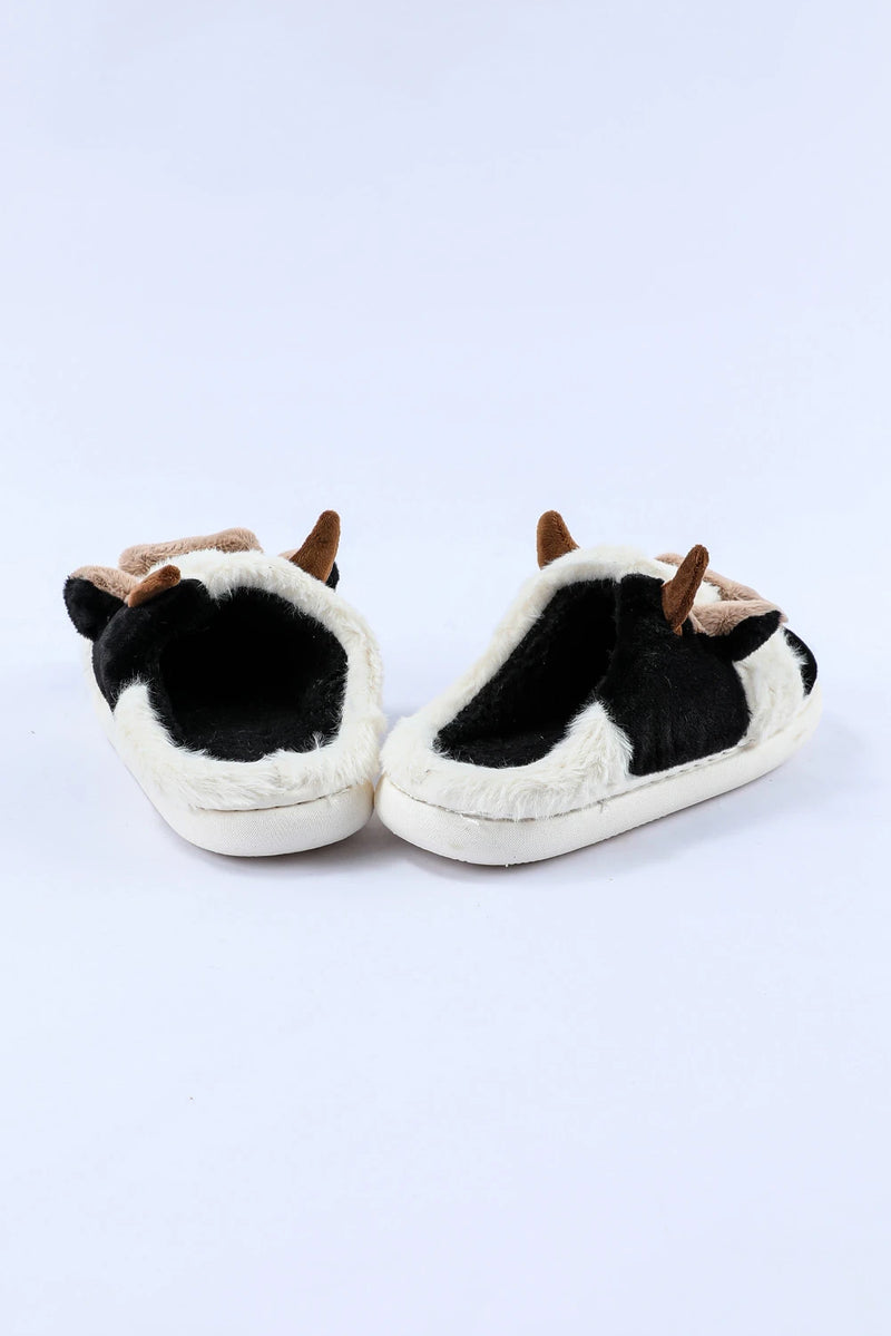 Load image into Gallery viewer, DLLSHOE 127 - White Cartoon Animal Cow Plush Slippers
