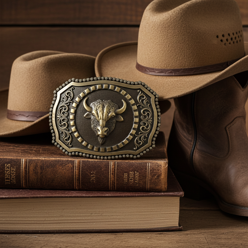 Load image into Gallery viewer, RLB011 - RockinLeather Brushed Antique Brass Buffalo Head Belt Buckle
