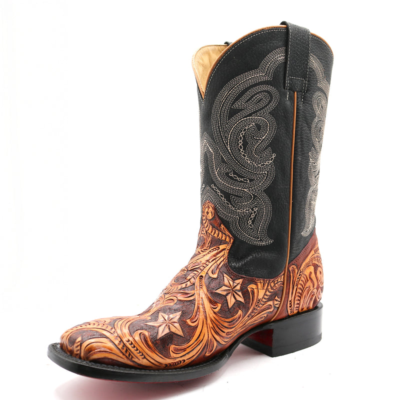 Load image into Gallery viewer, 1815 - RockinLeather Men&#39;s Hand Tooled Overlay Western Boot
