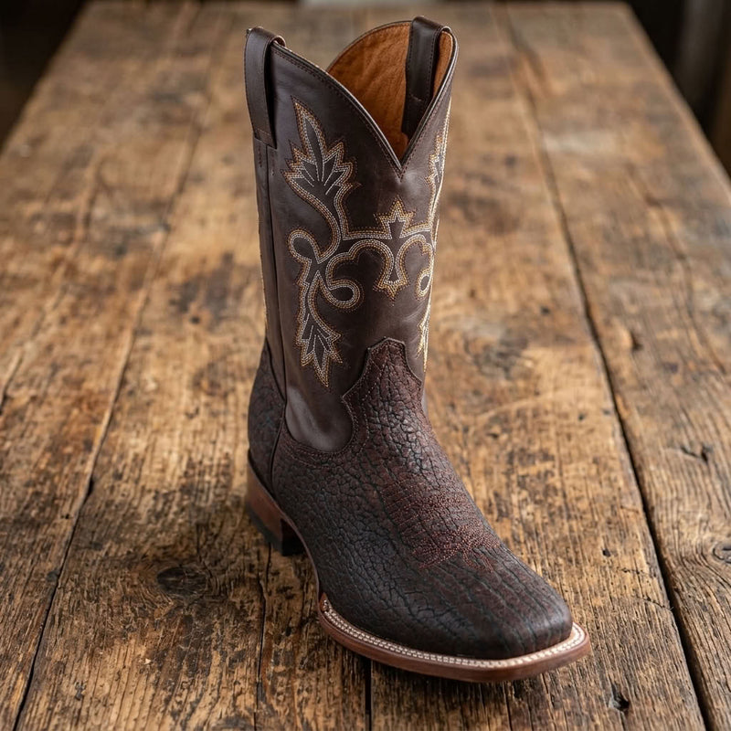 Load image into Gallery viewer, CP1703 - Cowboy Prayer Hand Crafted Genuine Brown Bullhide Shoulder Boots
