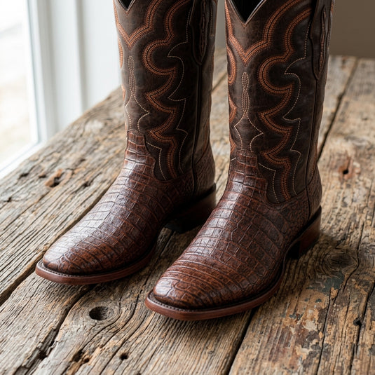 8033 - RockinLeather Men's Caiman Square Toe Western Boot