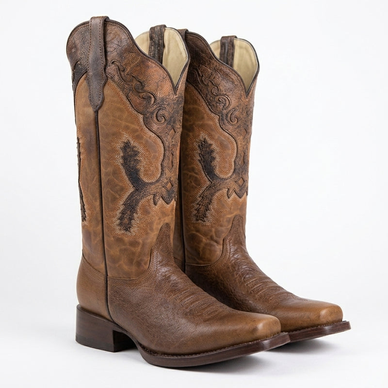 Load image into Gallery viewer, 2808 - RockinLeather Women's Gaucho Orix Leather with Crater Overlay Western Boot

