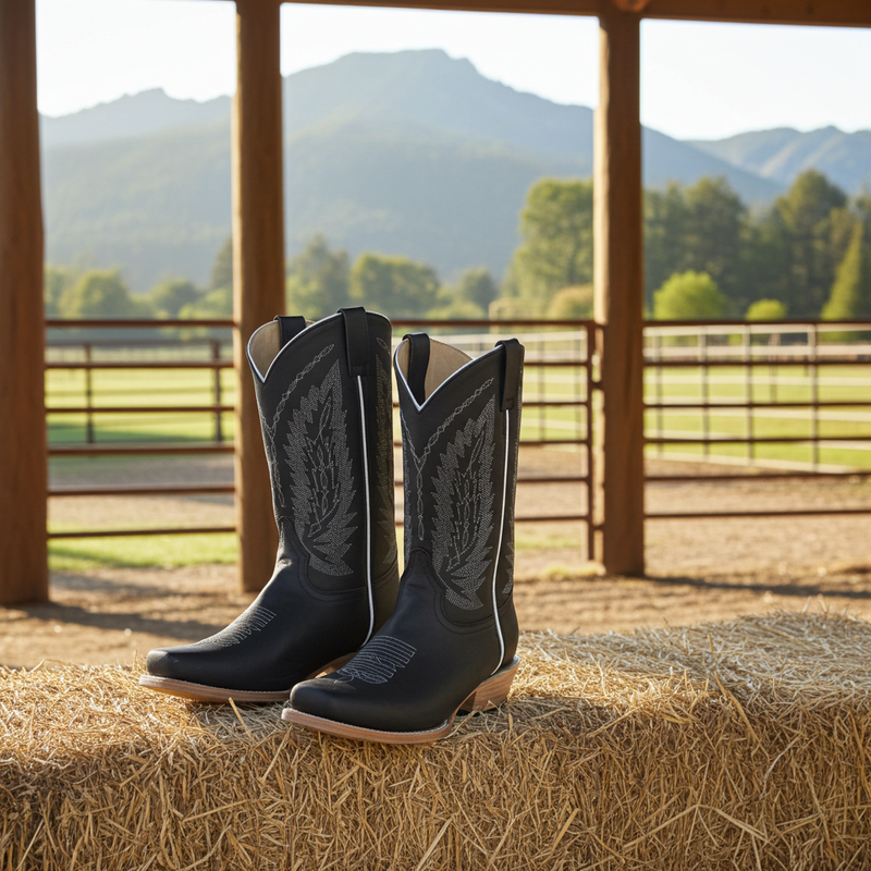 Load image into Gallery viewer, 1236 - RockinLeather Men&#39;s Black Crazy Horse Narrow Square Toe Boot
