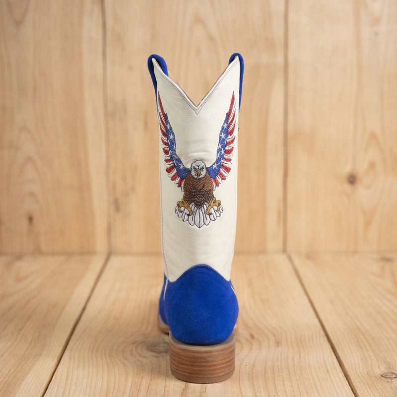 Load image into Gallery viewer, 1242 - RockinLeather Men's Blue Suede Leather Boot W/Eagle Embroidery

