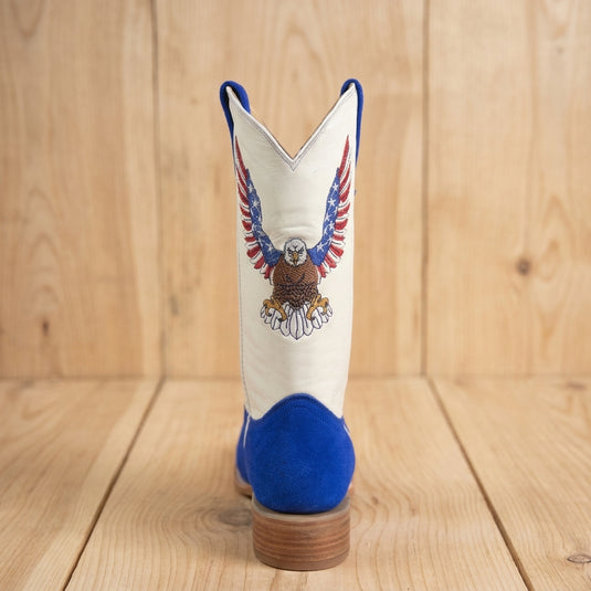 1242 - RockinLeather Men's Blue Suede Leather Boot W/Eagle Embroidery