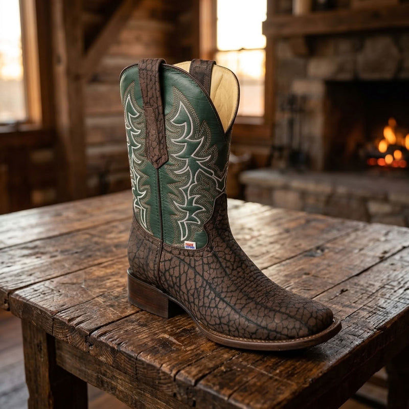 Load image into Gallery viewer, 1263 - RockinLeather Men's Chocolate Bull Shoulder Western Boot
