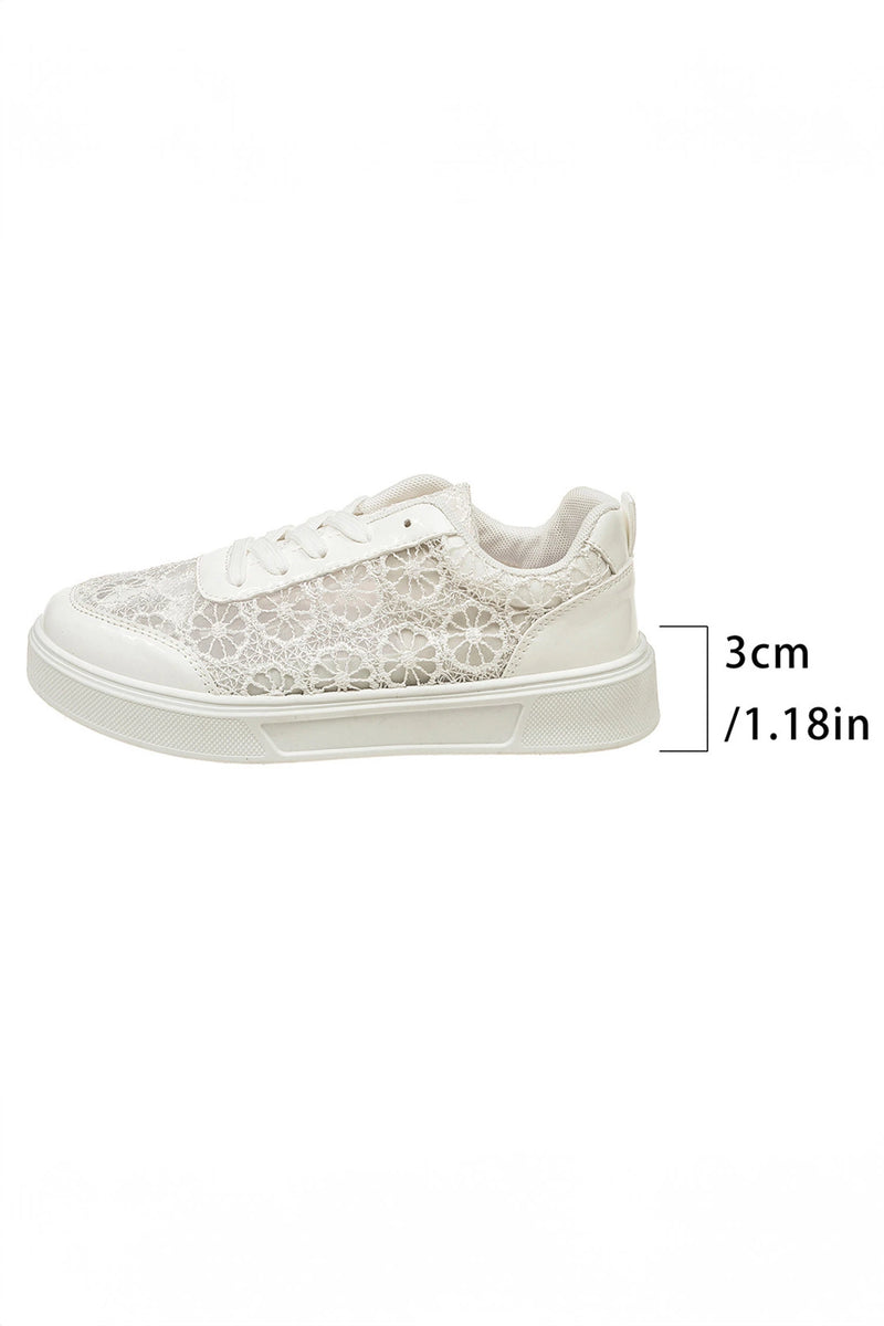 Load image into Gallery viewer, DLLSHOE 112 - White Sheer Floral Lace Slip-On Casual Sneakers
