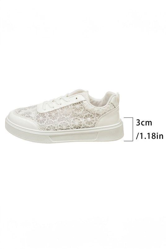 DLLSHOE 112 - White Sheer Floral Lace Slip-On Casual Sneakers