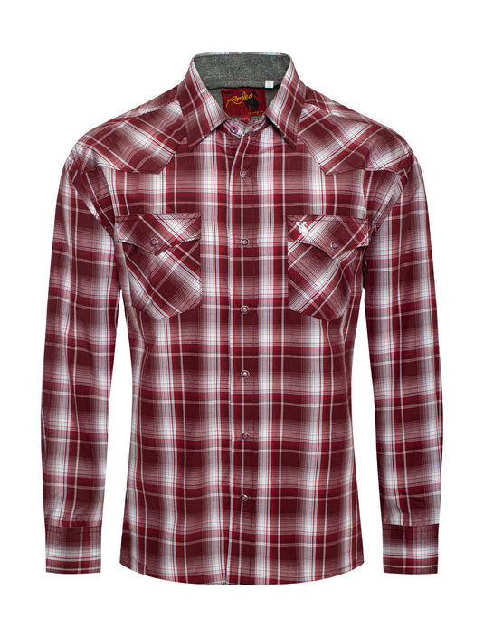 PS400L-421 - Rodeo Clothing Men's Plaid Long Sleeve Snap Shirt