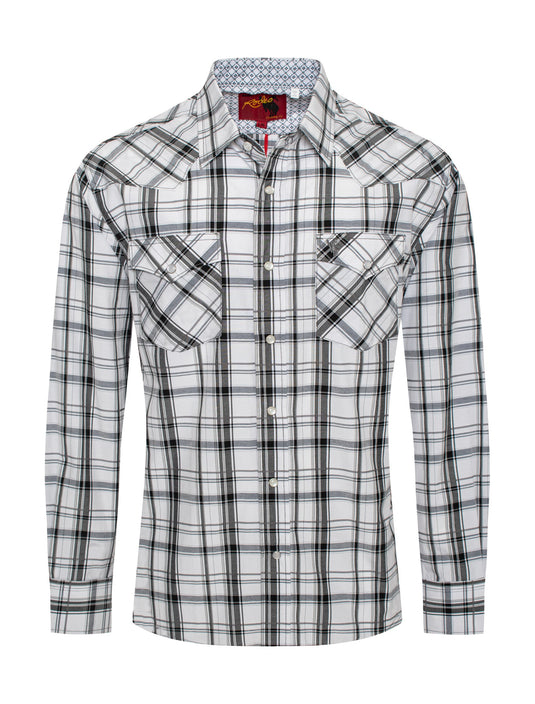 PS400L-414 - Rodeo Clothing Men's Plaid Long Sleeve Snap Shirt
