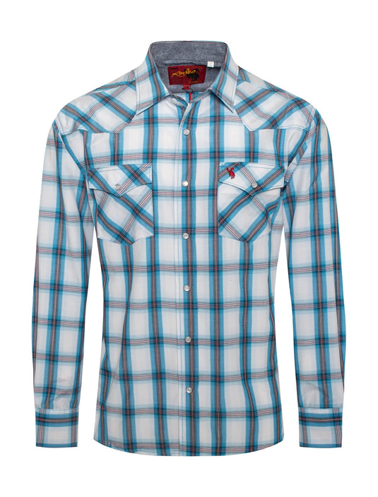PS400L-417 - Rodeo Clothing Men's Plaid Long Sleeve Snap Shirt