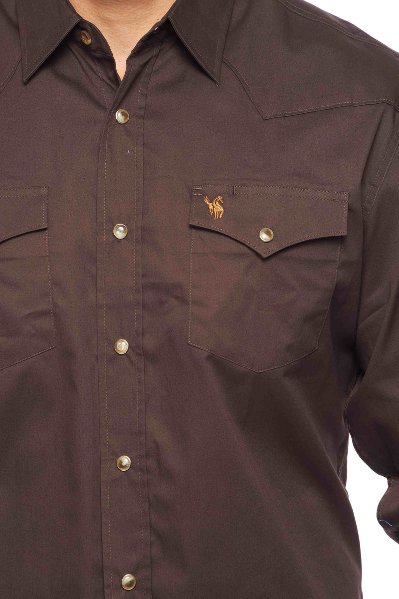 Load image into Gallery viewer, AC108L-BROWN -  Rodeo Clothing Men's Brown Western Solid Color Shirt
