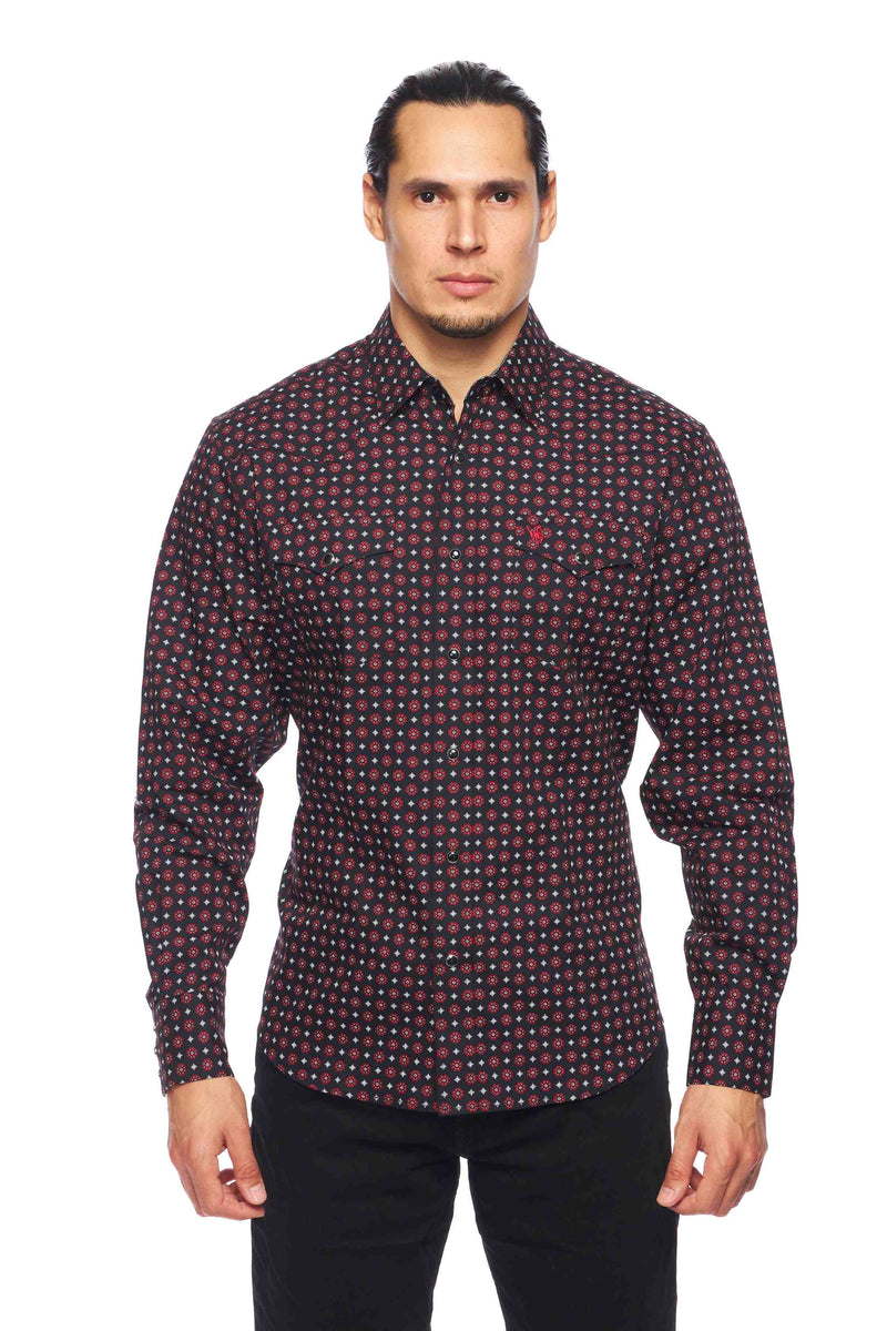 Load image into Gallery viewer, PS100L-164 - Rodeo Clothing Men's Print Long Sleeve Snap Shirt

