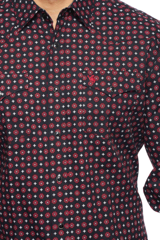 PS100L-164 - Rodeo Clothing Men's Print Long Sleeve Snap Shirt