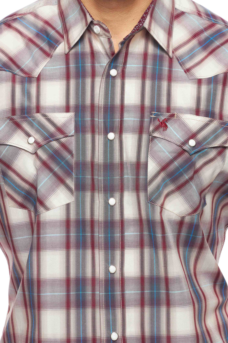 Load image into Gallery viewer, PS400S-406 - Rodeo Clothing Men's Western Short Sleeve Plaid Shirt
