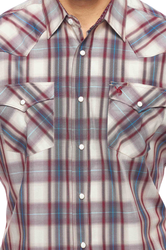 PS400S-406 - Rodeo Clothing Men's Western Short Sleeve Plaid Shirt