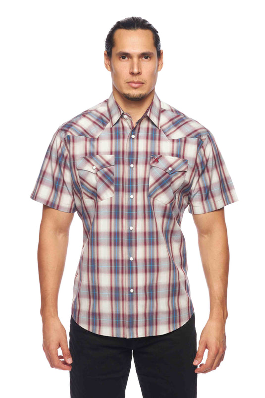 PS400S-406 - Rodeo Clothing Men's Western Short Sleeve Plaid Shirt
