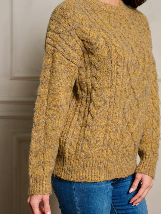 WFT 26 - WOMEN'S LONG SLEEVE CABLE KNIT PULLOVER SWEATER