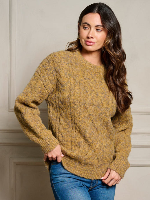 WFT 26 - WOMEN'S LONG SLEEVE CABLE KNIT PULLOVER SWEATER