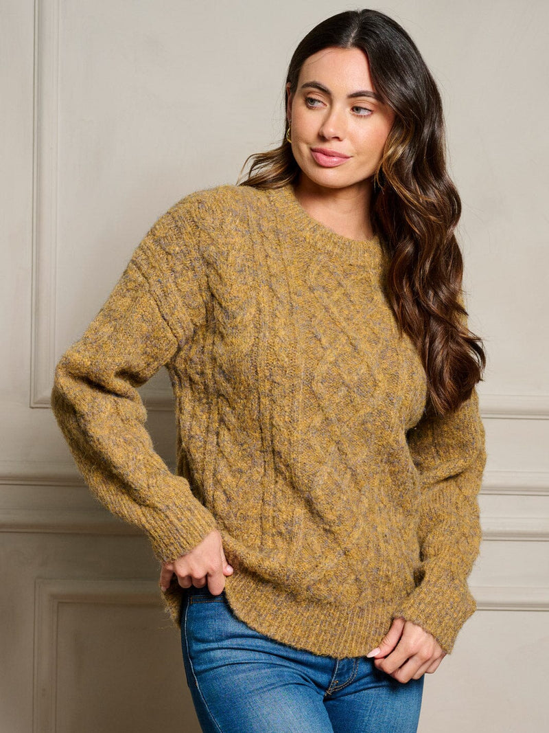 Load image into Gallery viewer, WFT 26 - WOMEN&#39;S LONG SLEEVE CABLE KNIT PULLOVER SWEATER
