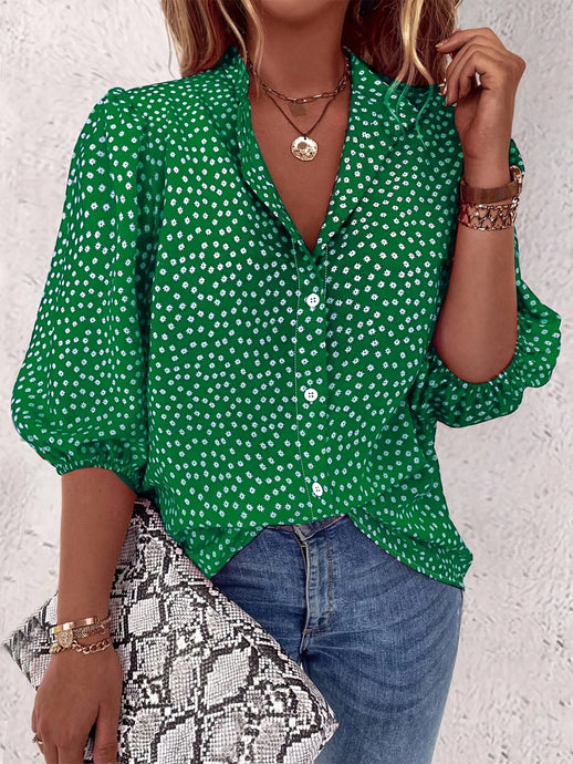 TMTSHT103 - Ladies Button Up 3/4 Sleeve Printed Shirt