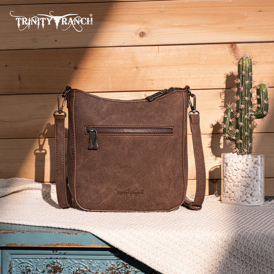 TR190-8360CF - Trinity Ranch Floral Aztec Tooled Crossbody