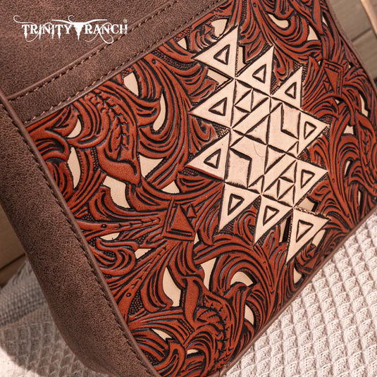 TR190-8360CF - Trinity Ranch Floral Aztec Tooled Crossbody