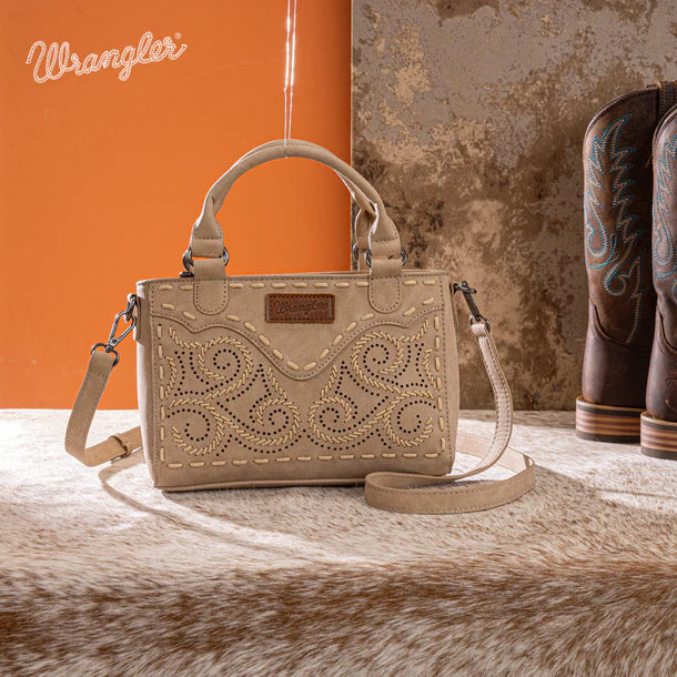 Load image into Gallery viewer, WG337-2003TN - Wrangler Embroidered Swirl Mini Satchel/ Crossbody - Tan
