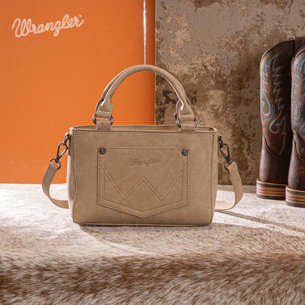 Load image into Gallery viewer, WG337-2003TN - Wrangler Embroidered Swirl Mini Satchel/ Crossbody - Tan
