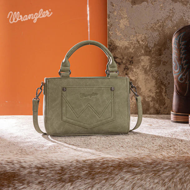 Load image into Gallery viewer, WG337-2003GN - Wrangler Embroidered Swirl Mini Satchel/ Crossbody - Green
